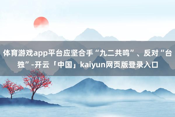 体育游戏app平台应坚合手“九二共鸣”、反对“台独”-开云「中国」kaiyun网页版登录入口